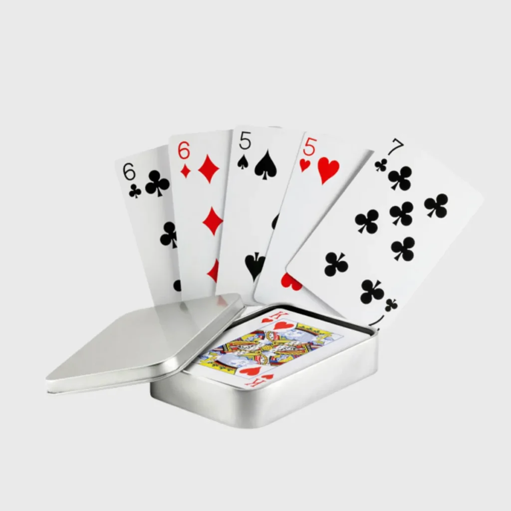 Jeu de 54 cartes en boîte métal argent