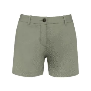 Bermuda chino écoresponsable femme coton bio 235 g/m² — Native Spirit NS739 - Almond Green