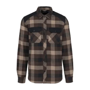 Chemise à carreaux avec poches homme — WK. DESIGNED TO WORK WK520 - Chocolate / Dark Beige Checked / Black