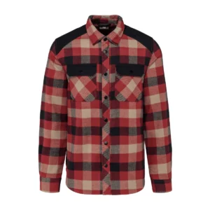 Chemise à carreaux avec poches homme — WK. DESIGNED TO WORK WK520 - Red / Dark Beige Checked / Black
