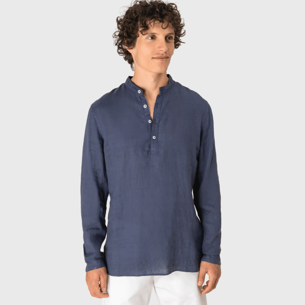 Chemise col mao en lin délavé homme — Spasso SP507
