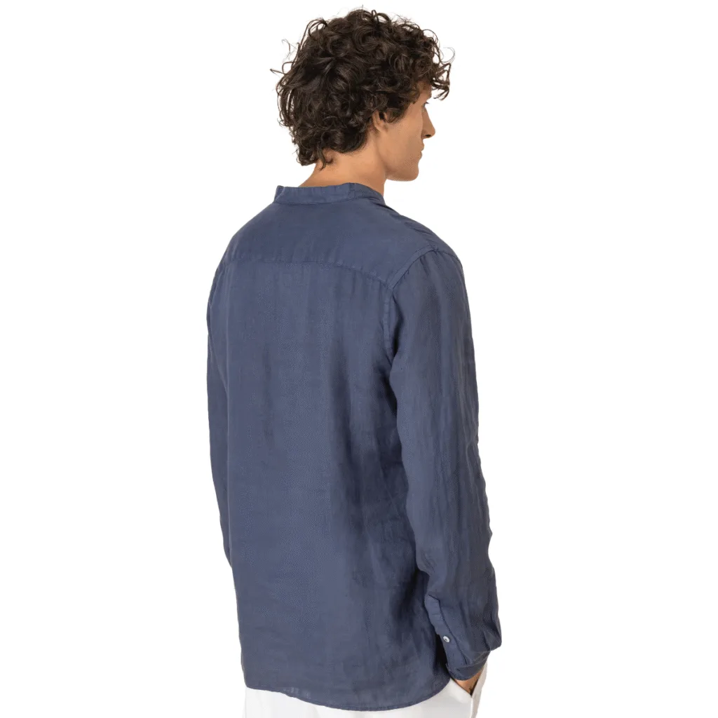 Chemise col mao en lin délavé homme — Spasso SP507 - vue 1