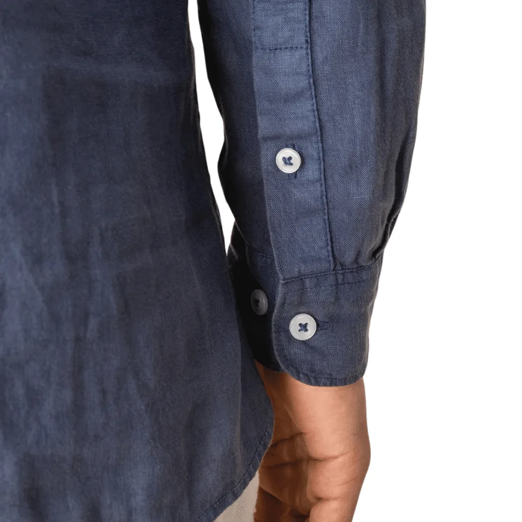 Chemise col mao en lin délavé homme — Spasso SP507 - vue 3