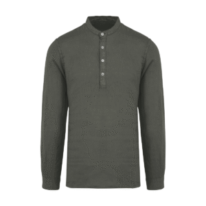 Chemise col mao en lin délavé homme — Spasso SP507 - Washed Organic Khaki