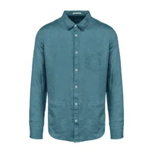 Chemise homme en lin coupe droite — Spasso SP504 - Adriatic Blue