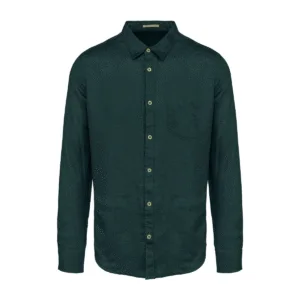 Chemise homme en lin coupe droite — Spasso SP504 - Amazon Green