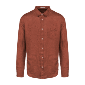 Chemise homme en lin coupe droite — Spasso SP504 - Burnt Brick