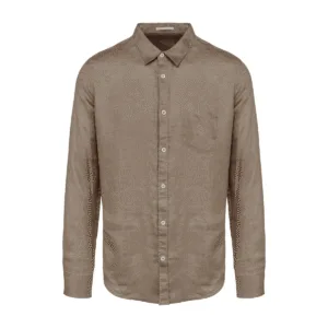 Chemise homme en lin coupe droite — Spasso SP504 - Cream Coffee