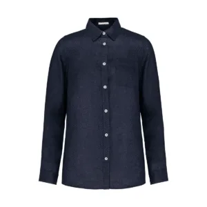 Chemise homme en lin coupe droite — Spasso SP504 - Navy Blue