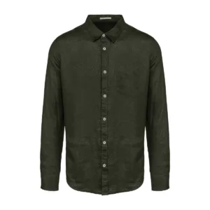 Chemise homme en lin coupe droite — Spasso SP504 - Organic Khaki
