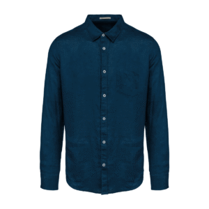 Chemise homme en lin coupe droite — Spasso SP504 - Peacock Blue