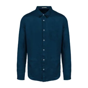 Chemise homme en lin coupe droite — Spasso SP504 - Peacock Blue