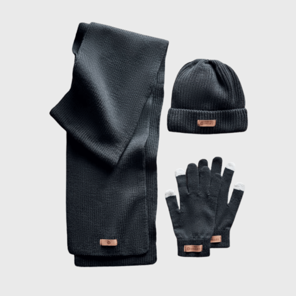 Set hiver 3 pièces bonnet écharpe gants RPET