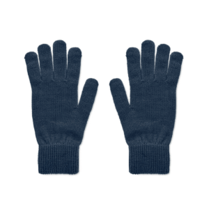 Gants tricotés polyester recyclé avec patch - Bleu Marine
