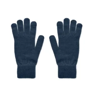 Gants tricotés polyester recyclé avec patch - Bleu Marine