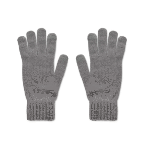 Gants tricotés polyester recyclé avec patch - Gris Pierre