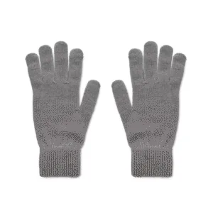 Gants tricotés polyester recyclé avec patch - Gris Pierre