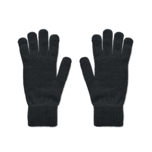 Gants tricotés polyester recyclé avec patch - Noir
