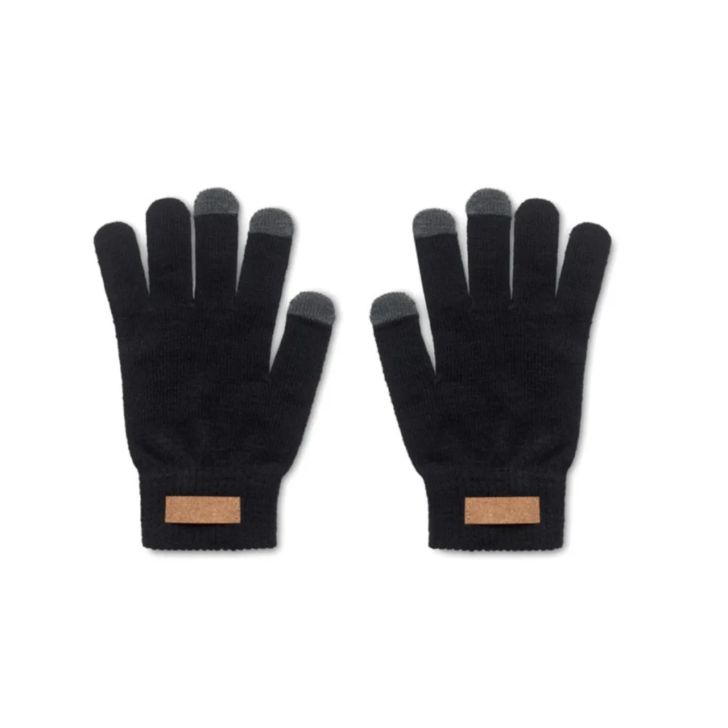 Gants tactiles polyester recyclé étiquette liège - vue 2
