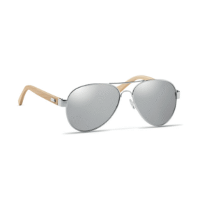 Lunettes de soleil bambou verres miroir UV400 — Honiara - Argent Brillant