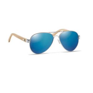 Lunettes de soleil bambou verres miroir UV400 — Honiara - Bleu
