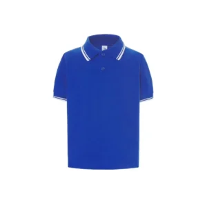 Polo enfant contrasté coton peigné 210 g/m² — JHK JK205K - Royal Blue/White