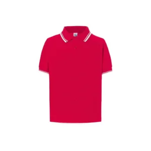 Polo enfant contrasté coton peigné 210 g/m² — JHK JK205K - Red/White