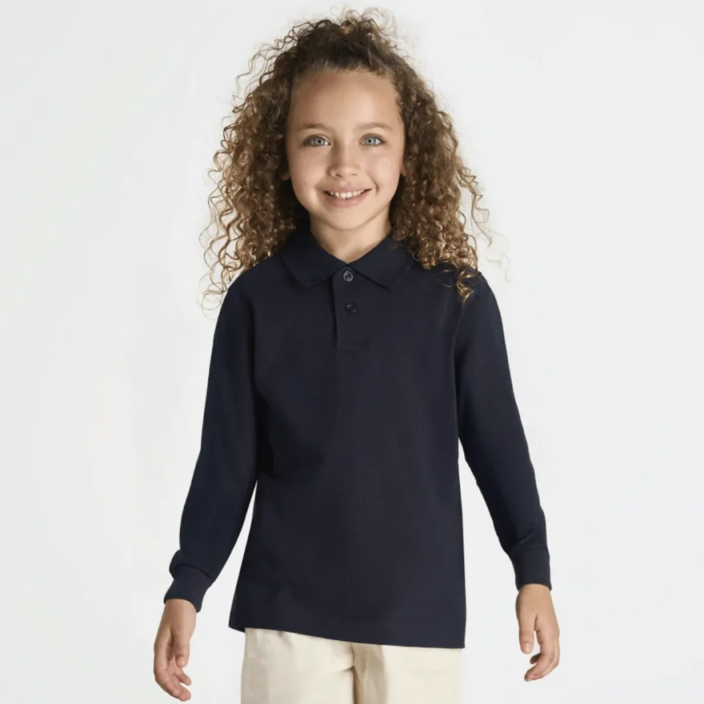 Polo enfant manches longues coton peigné 210 g/m² — JHK JK215K