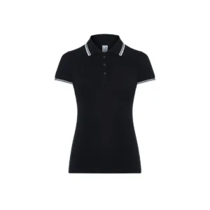 Polo femme piqué contrasté coton peigné 200 g/m² — JHK JK206 - Black/White