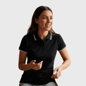 Polo femme piqué contrasté coton peigné 200 g/m² — JHK JK206 - Grey Melange/White