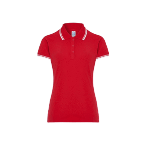 Polo femme piqué contrasté coton peigné 200 g/m² — JHK JK206 - Red/White