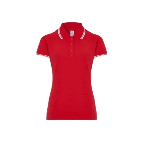 Polo femme piqué contrasté coton peigné 200 g/m² — JHK JK206 - Red/White
