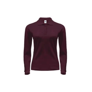 Polo femme manches longues coton peigné 200 g/m² — JHK JK216 - Burgundy