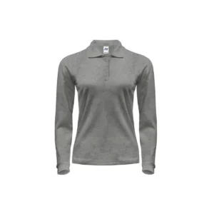 Polo femme manches longues coton peigné 200 g/m² — JHK JK216 - Grey Melange