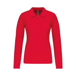 Polo cintré femme manches longues 180 g/m² — Kariban K257 - Red