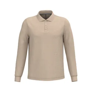 Polo manches longues homme coton 220 g/m² — Kariban K243 - Light Sand