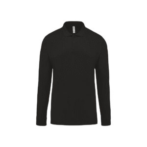 Polo piqué manches longues homme coton 180 g/m² — Kariban K256 - Black