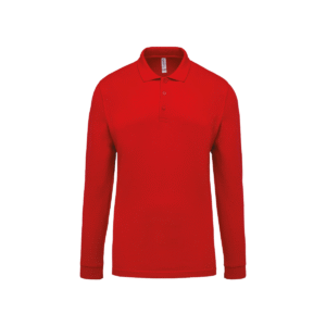 Polo piqué manches longues homme coton 180 g/m² — Kariban K256 - Red