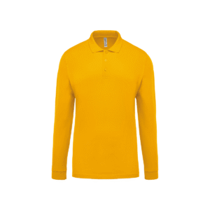 Polo piqué manches longues homme coton 180 g/m² — Kariban K256 - Yellow