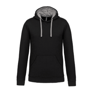 Sweat à capuche bicolore homme coton 280 g/m² — Kariban K446 - Black / Fine Grey