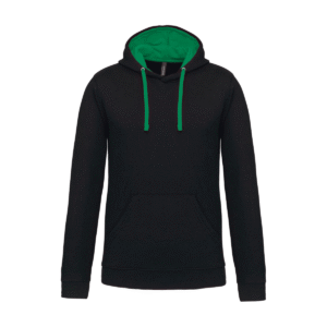 Sweat à capuche bicolore homme coton 280 g/m² — Kariban K446 - Black / Light Kelly Green