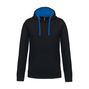 Sweat à capuche bicolore homme coton 280 g/m² — Kariban K446 - Black / Light Royal Blue
