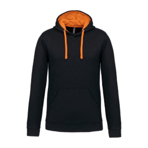 Sweat à capuche bicolore homme coton 280 g/m² — Kariban K446 - Black / Orange