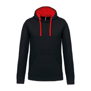 Sweat à capuche bicolore homme coton 280 g/m² — Kariban K446 - Black / Red