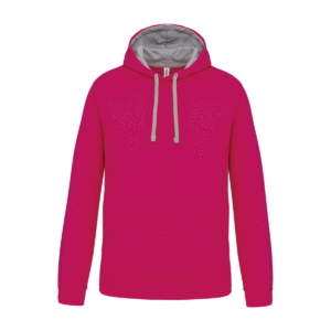 Sweat à capuche bicolore homme coton 280 g/m² — Kariban K446 - Fuchsia / Fine Grey