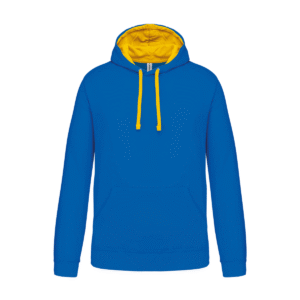 Sweat à capuche bicolore homme coton 280 g/m² — Kariban K446 - Light Royal Blue / Yellow