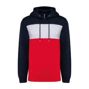 Sweat à capuche tricolore unisexe coton 280 g/m² — Kariban K4016 - Navy / White / Red