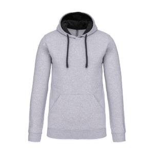 Sweat à capuche bicolore homme coton 280 g/m² — Kariban K446 - Oxford Grey / Black