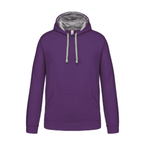 Sweat à capuche bicolore homme coton 280 g/m² — Kariban K446 - Purple / Oxford Grey