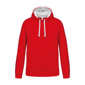 Sweat à capuche bicolore homme coton 280 g/m² — Kariban K446 - Red / White